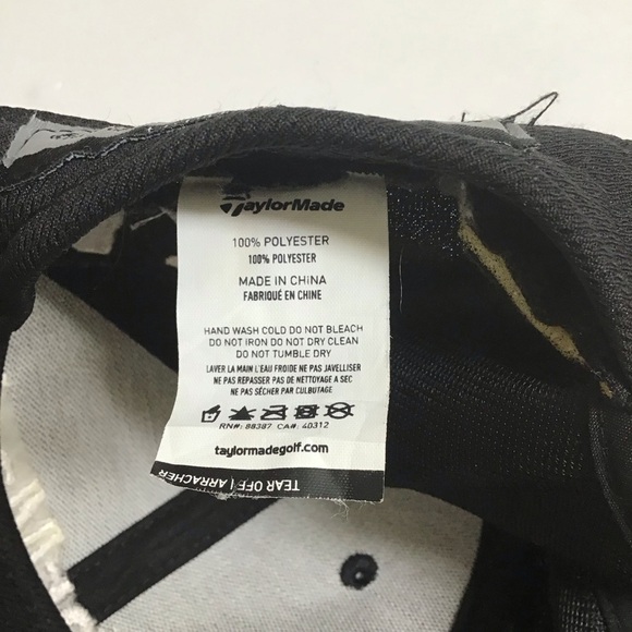 TaylorMade Golf Hat White Black M1 TP5 Hook Loop Strap Back Tour Cap Embroidery - Picture 10 of 11